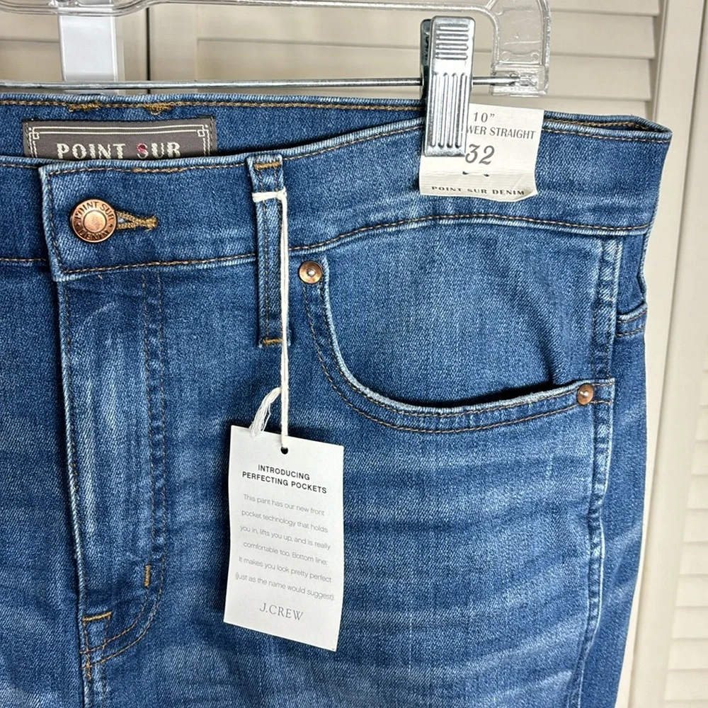 NWT J.Crew Point Sur Hightower Straight Jean with Let-own Hems Size 32 - Picture 5 of 12